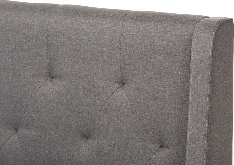 Adelaide Retro Modern Light Gray Fabric Upholstered King Size Platform Bed