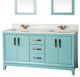 Fabia Collection 60" Bathroom Vanity With Sink, Mirror, Countertop, Turquoise