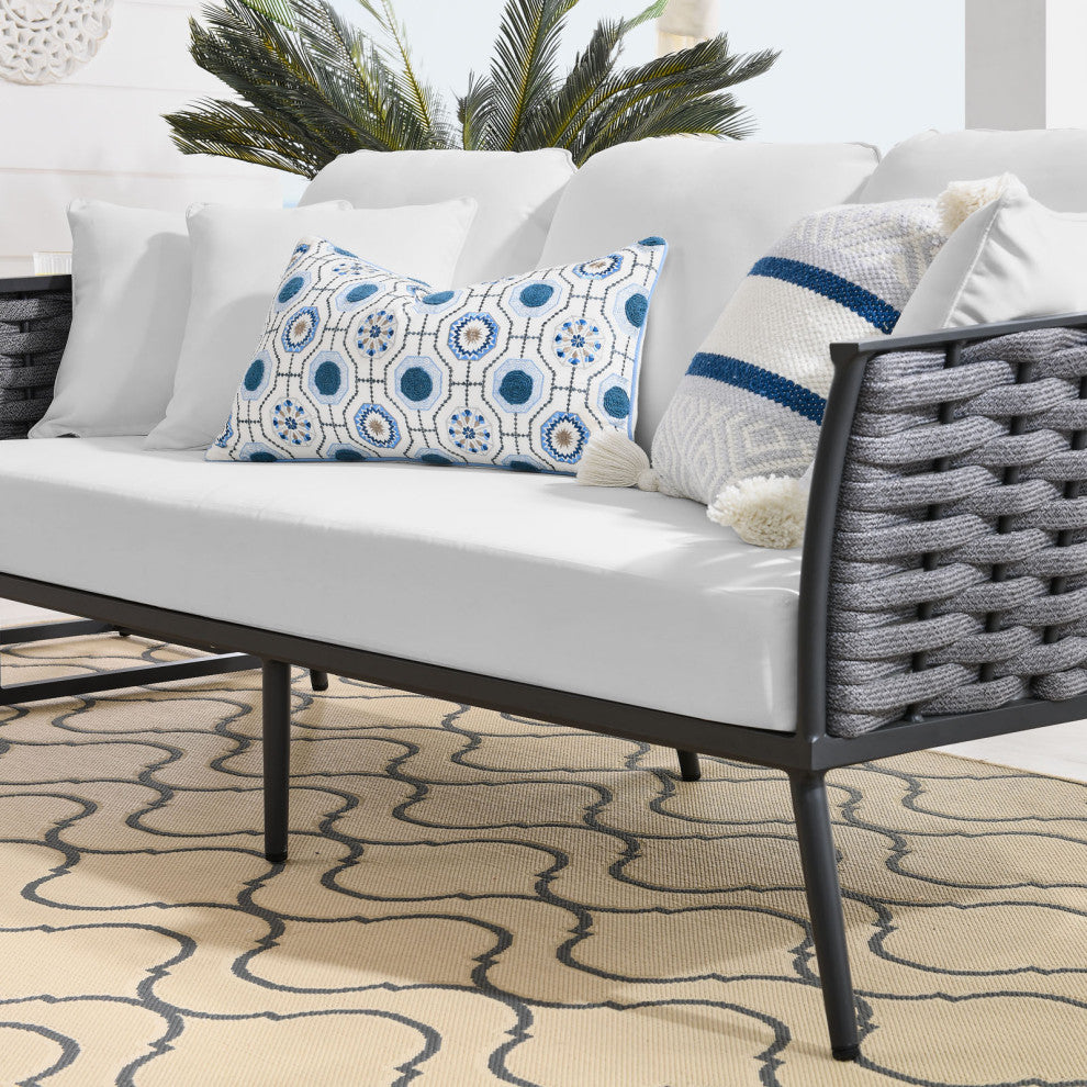 Lounge Sofa, White, Aluminum, Modern, Outdoor Patio Bistro Garden Hospitality