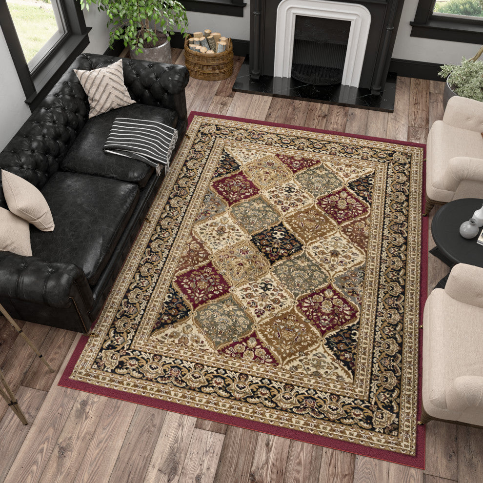 Princeton Traditional Oriental Red Rectangle Area Rug, 5' x 7'