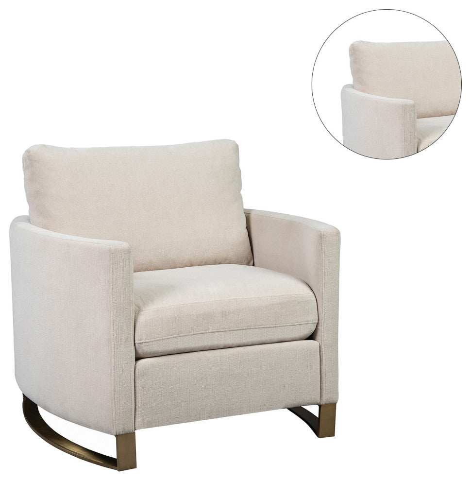 Upholstered Arched Arms Chair, Beige