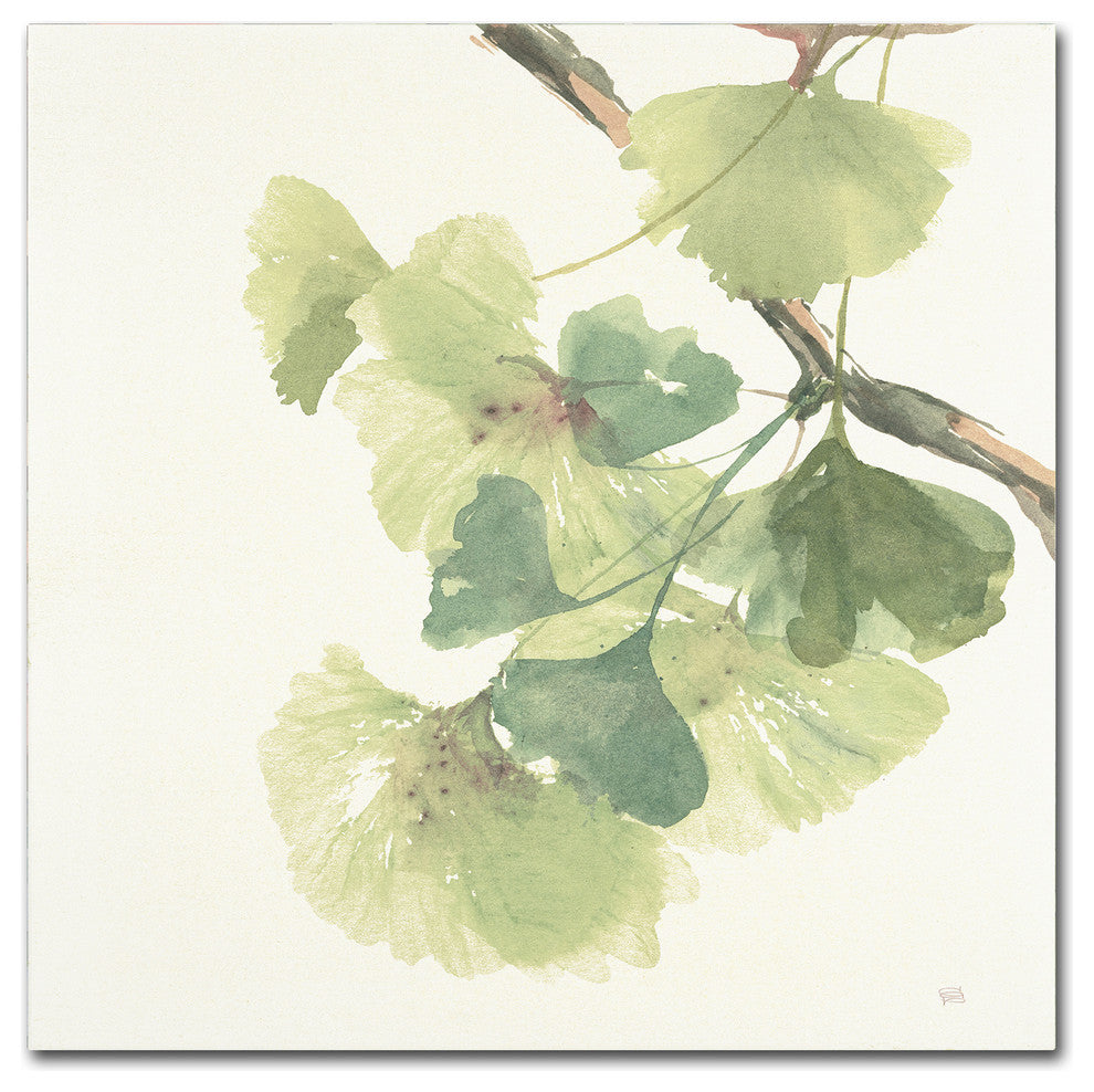 Chris Paschke 'Gingko Leaves II Light' Canvas Art, 18"x18"