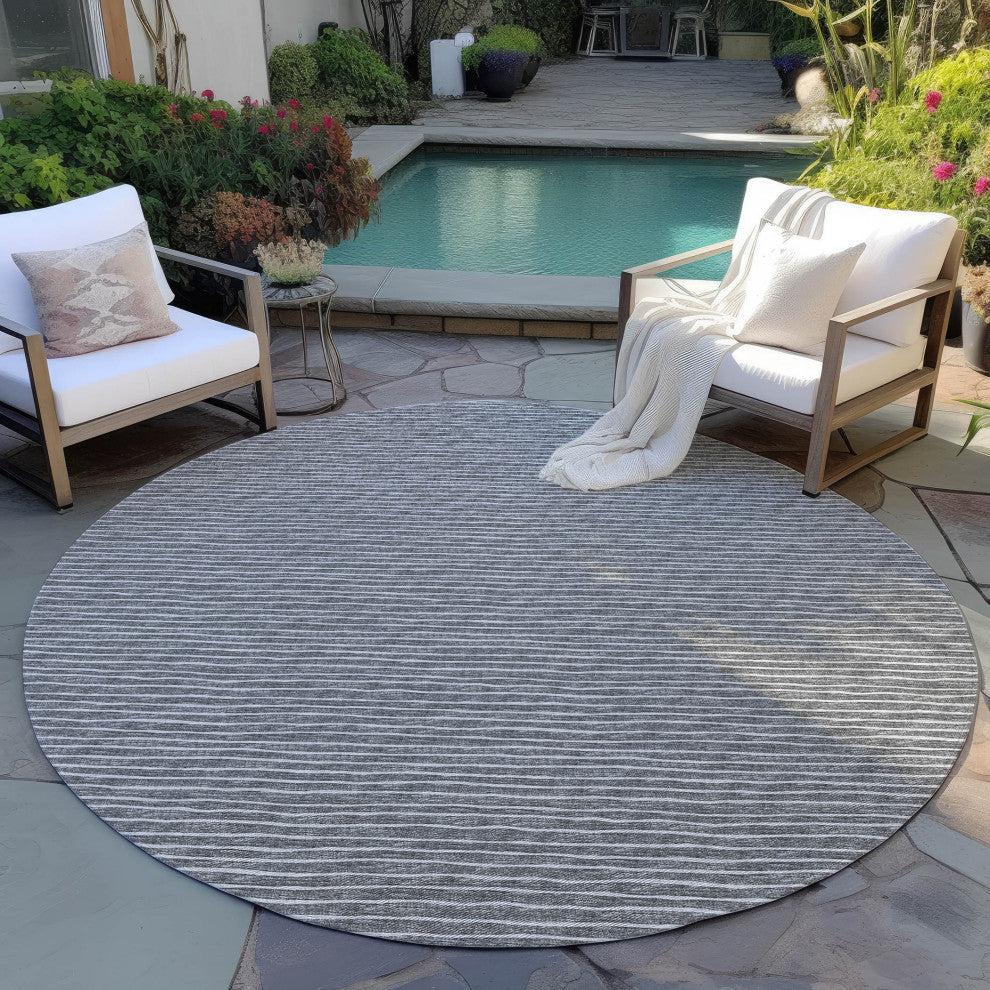 Indoor/Outdoor Laidley LA1 Grey Machine Washable 10' x 10' Rug