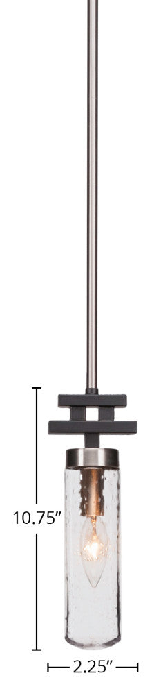 Salinda 1-Light Stem Mini Pendant, Matte Black & Brushed Nickel/Clear Bubble