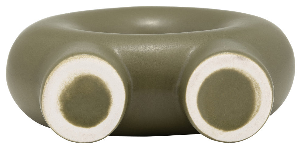 Ceramic 7", Donut Footed Vase, Olive