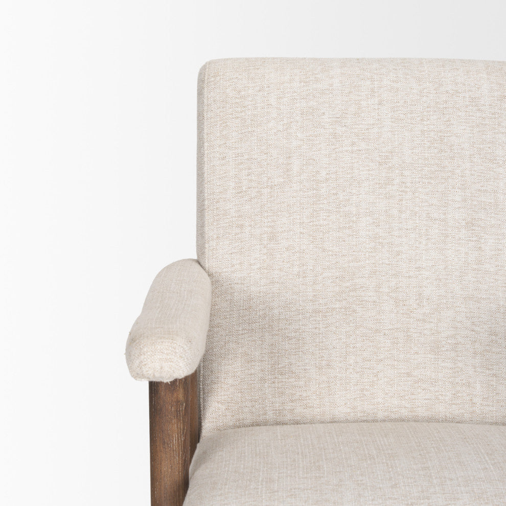 Nico Oatmeal Upholstered With Brown Wood Accent Chair
