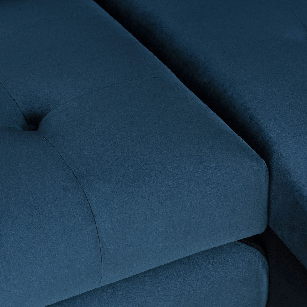 Janis Sectional Sofa Left Hand Facing in Midnight Blue Velour by Nuevo