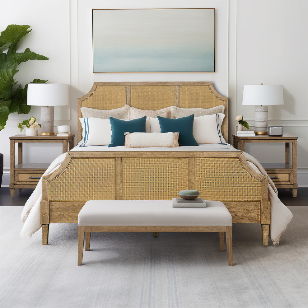 Martha Stewart Salina Accent Cabinet, Bed, Nightstand, Toasted Almond, Bed
