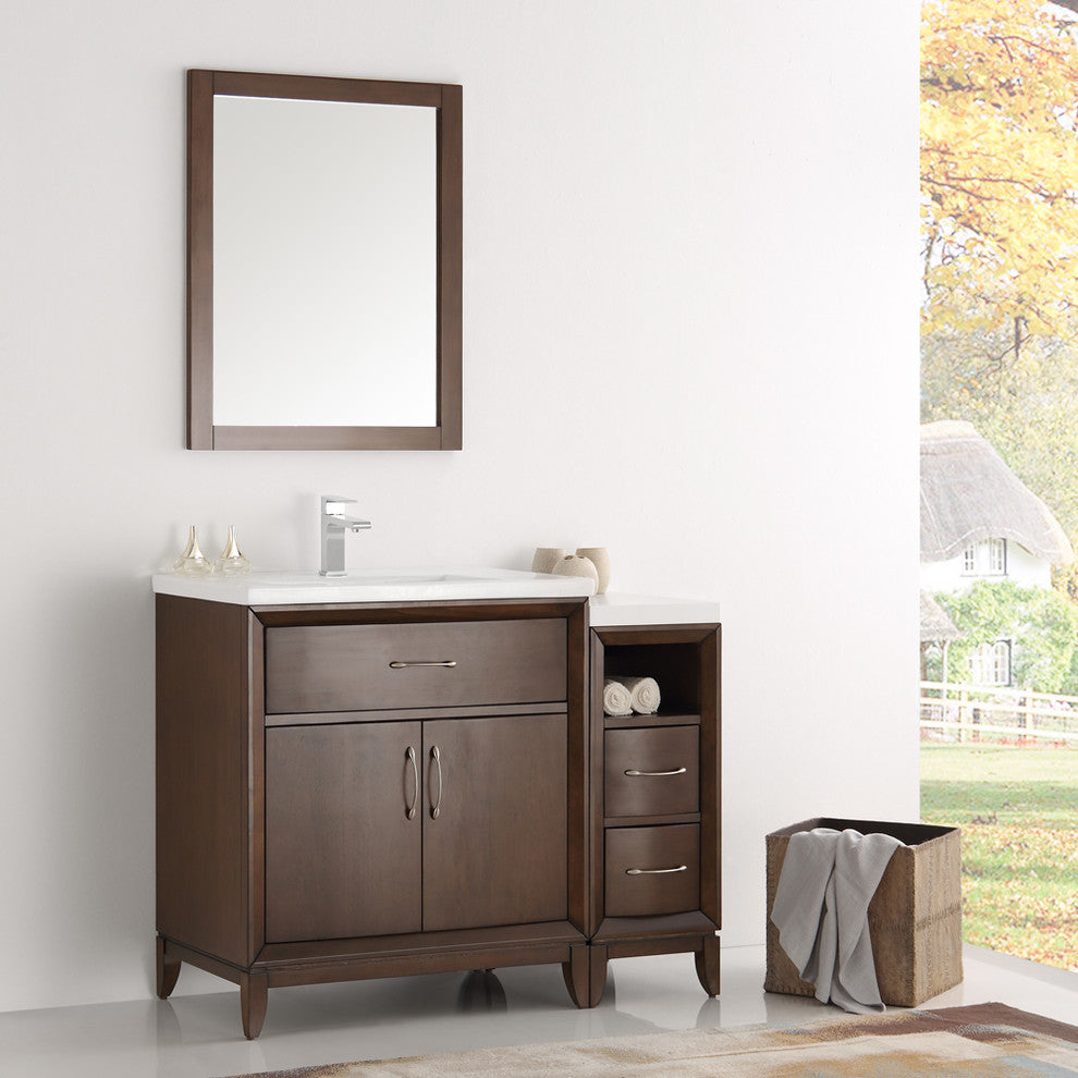 Cambridge 42" Antique Coffee Traditional Bathroom Vanity With Mirror, FFT1030BN