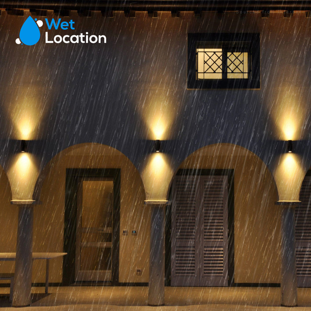 8-Pack 20W LED Cylinder Up Down Wall Light, Aluminum Finish Outdoor Wall Lamp