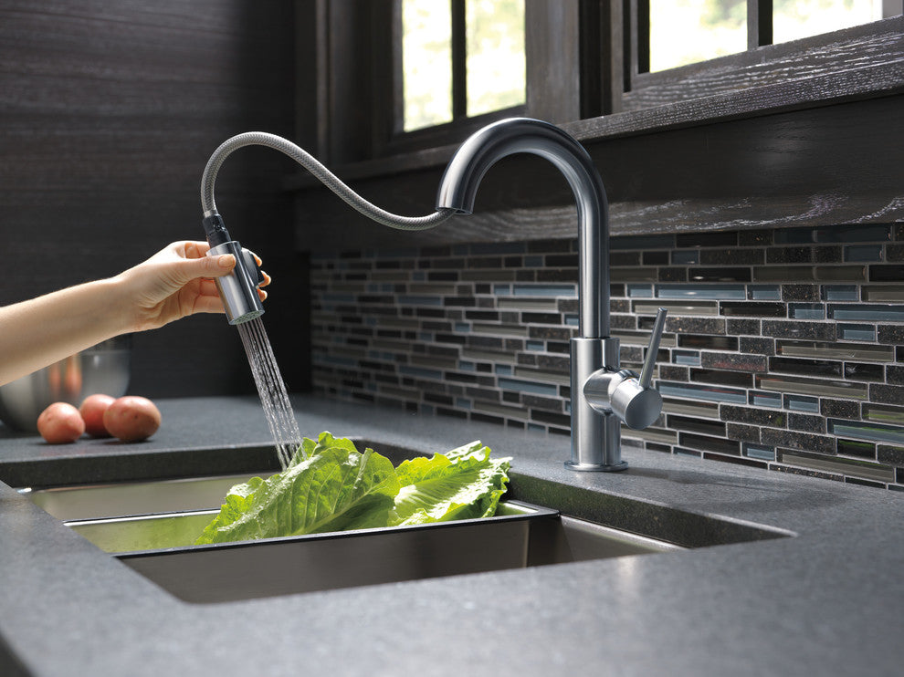 Delta Trinsic Single Handle Pull-Down Bar / Prep Faucet, Arctic Stainless