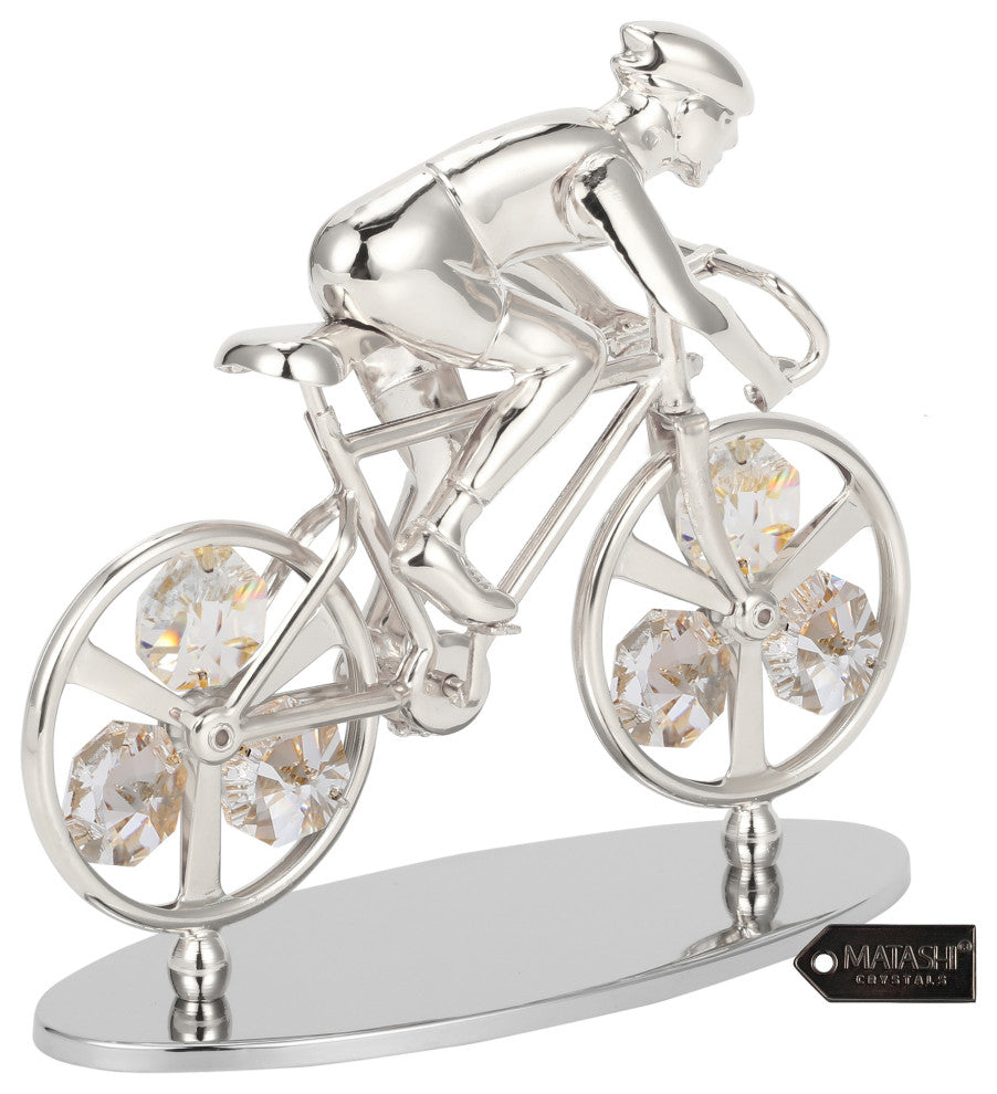 Matashi Silver Plated Cyclist on a Bicycle