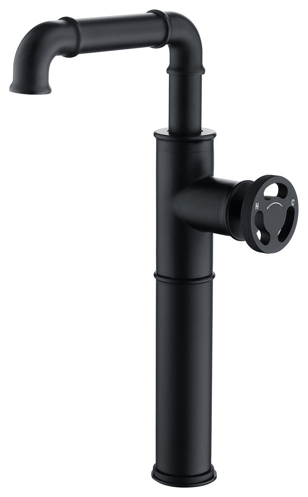 Deck Mounted Single Hole Bathroom Vessel Sink Faucet, Matte Black
