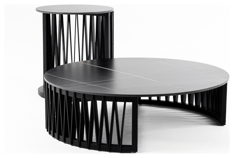 Modrest Larimer Modern Round Coffee Table Set