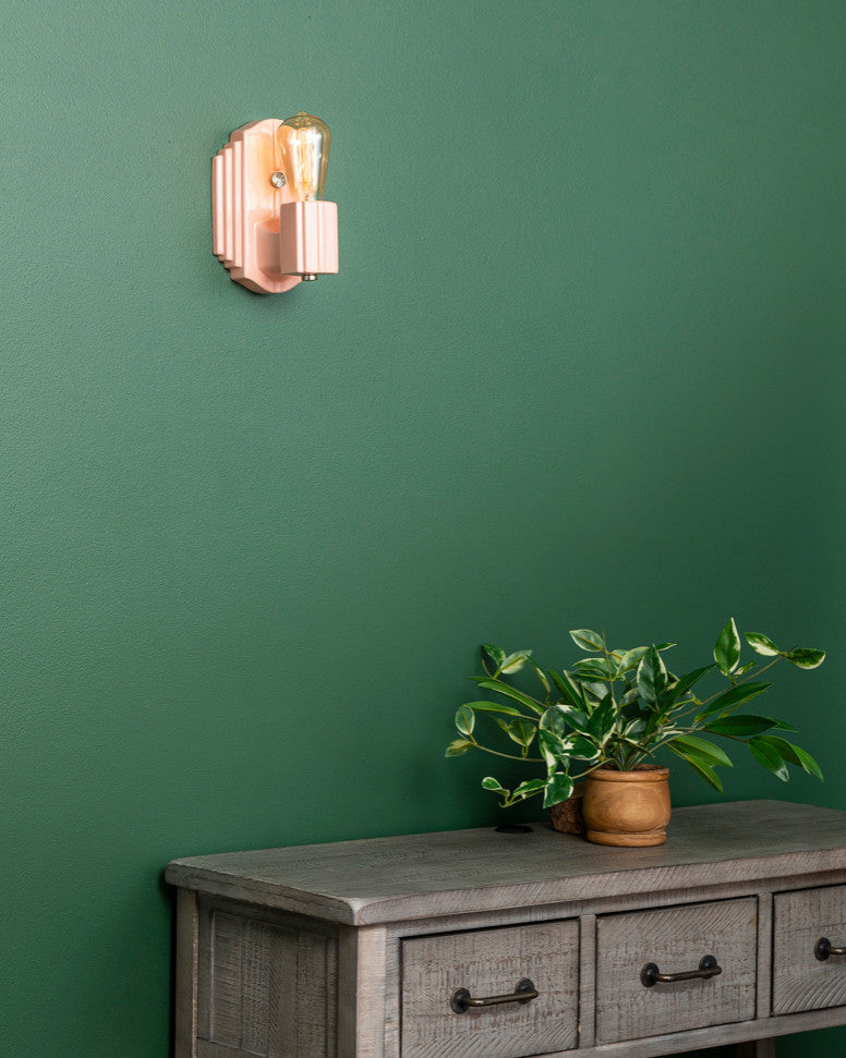 Deco Rectangle Wall Sconce, Gloss Blush, Brushed Nickel