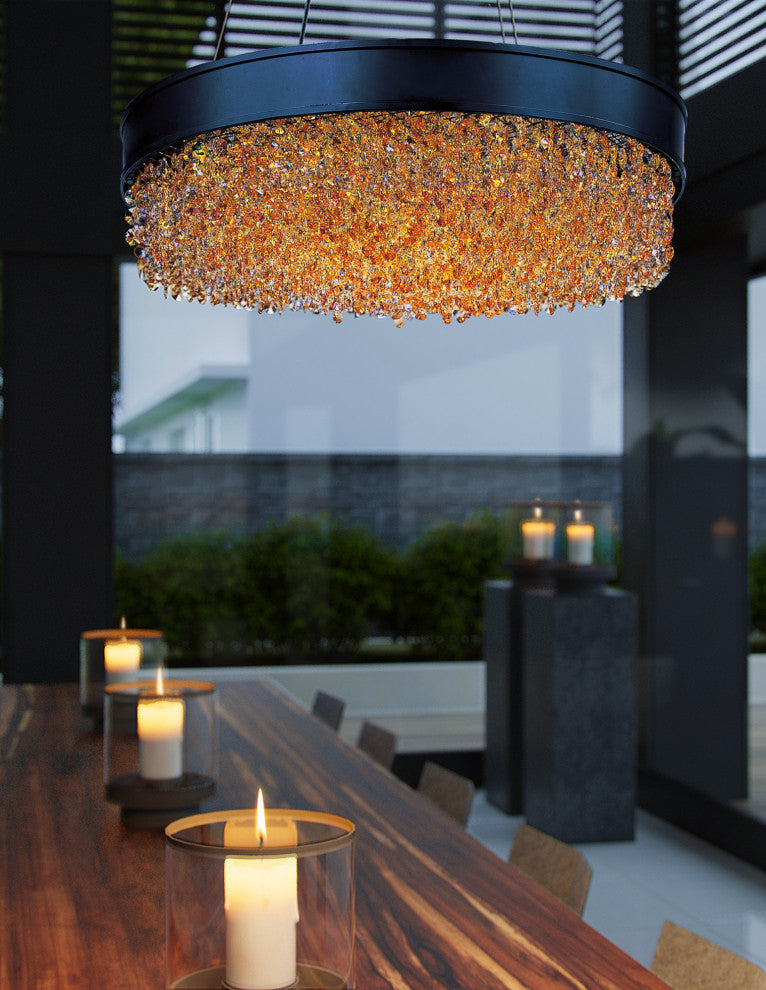 Maxim 39655 Mystic 24" Crystal LED Drum Chandelier - Bronze / Scotch Crystal