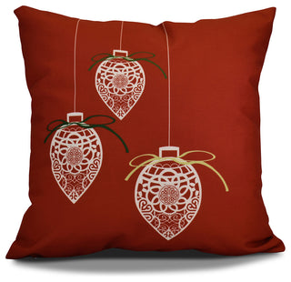 Decorative Holiday Pillow Geometric Print, Red, 16"x16"