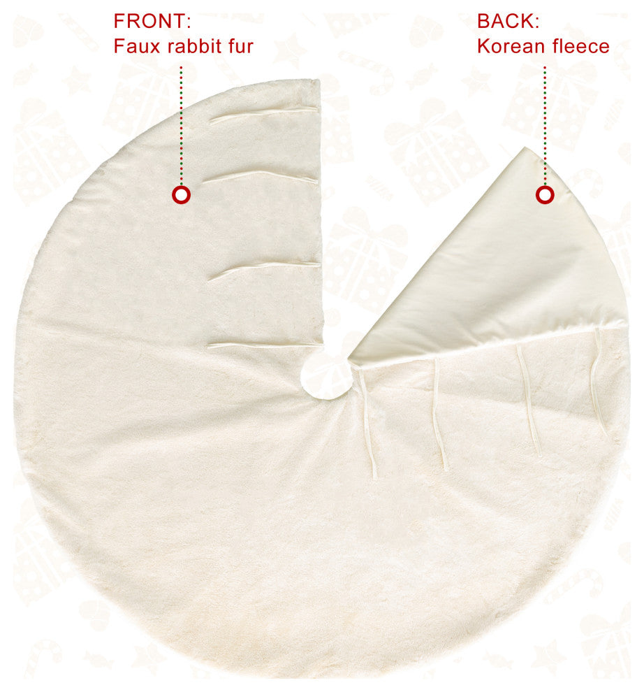 60"D Faux Rabbit Fur Christmas Tree Skirt