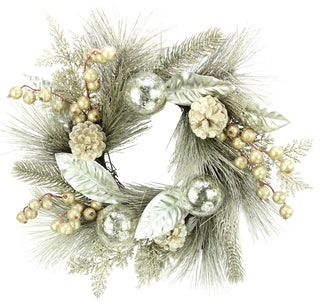 14" Metallic Pine Cone, Ball Ornament , Berry, Cedar Christmas Wreath