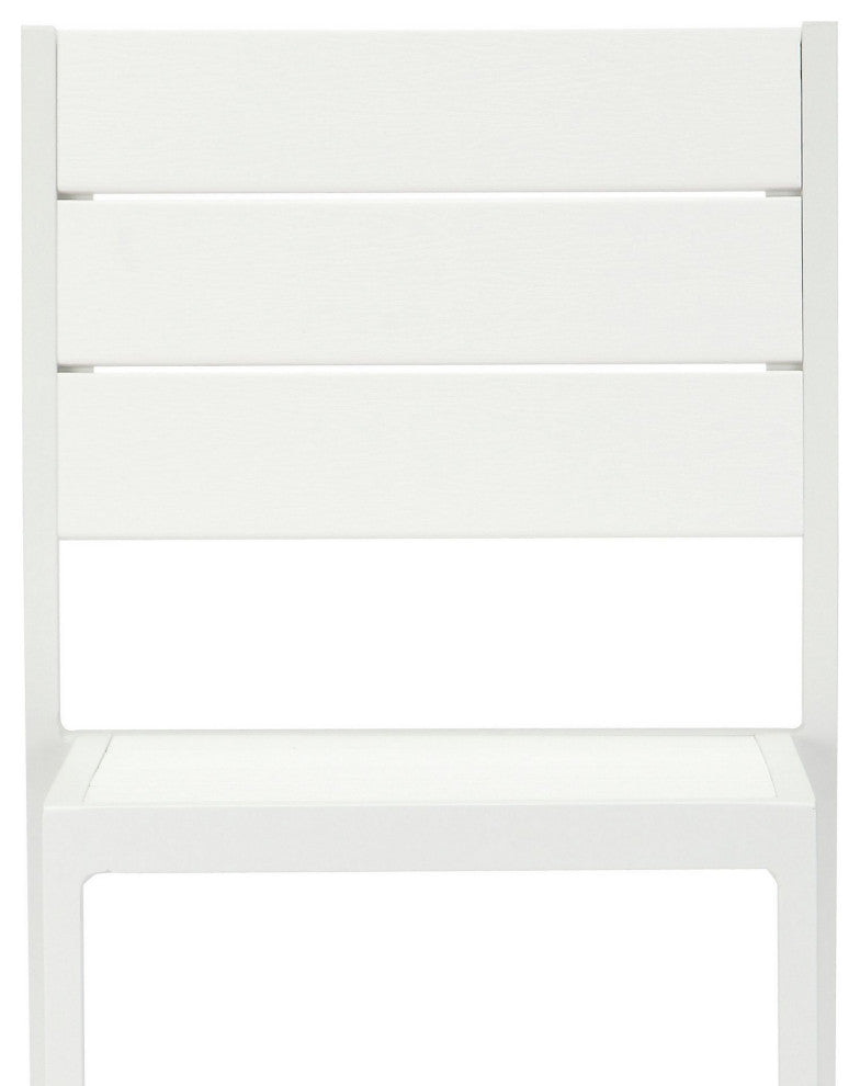 Benzara BM287843 Bar Table Set, White Polyresin Backrests and Seats, Aluminum