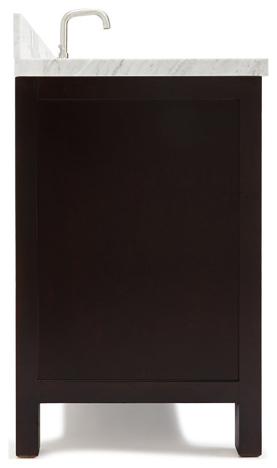 Cambridge 61" Espresso Single Bath Vanity, Marble Top Basin