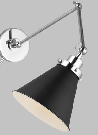 Wellfleet Double Arm Cone Task Sconce, Midnight Black and Polished Nickel