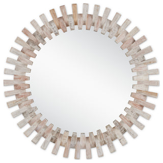 Diza Round Whitewash Mirror