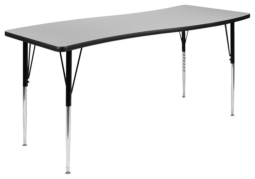 86" Oval Laminate Activity Table Set W/16" Student Stack Chairs, Grey/Black