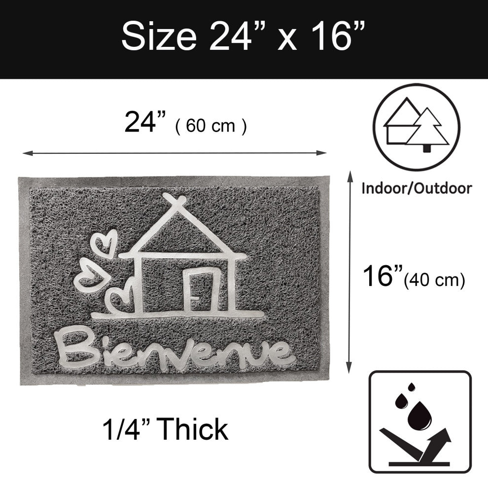 Outdoor Door Mat Bienvenue PVC 24"�x16"� Grey
