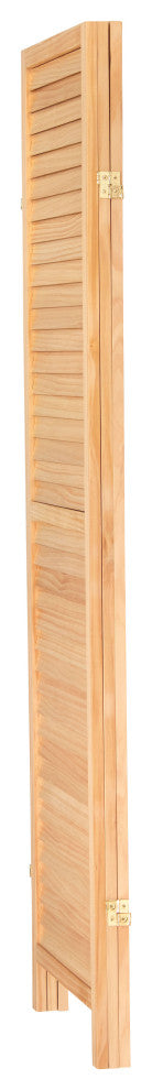 6' Tall Wooden Louvered Room, Natural, 3 Panel