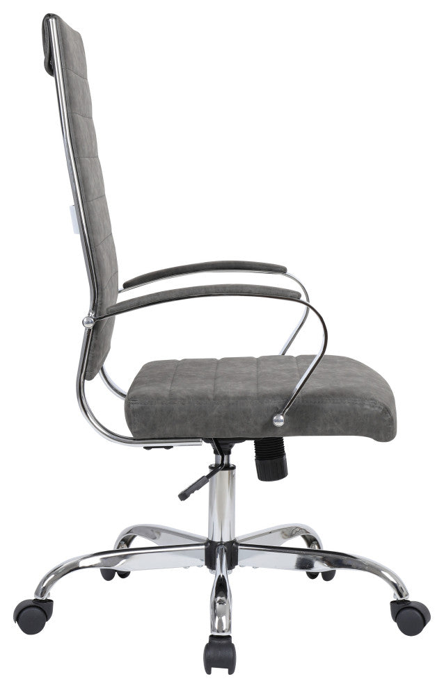 Benmar High-Back Leather Office Chair with Swivel Tilt and Adjustable Height, Charcoal