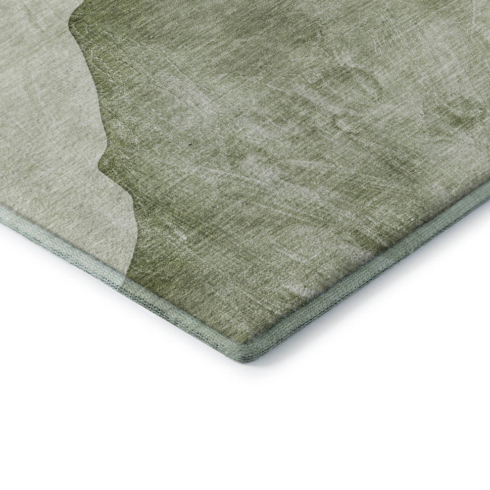 Premium Machine Washable Mayfield AMF547 Green 2'3" x 7'6" Runner Rug