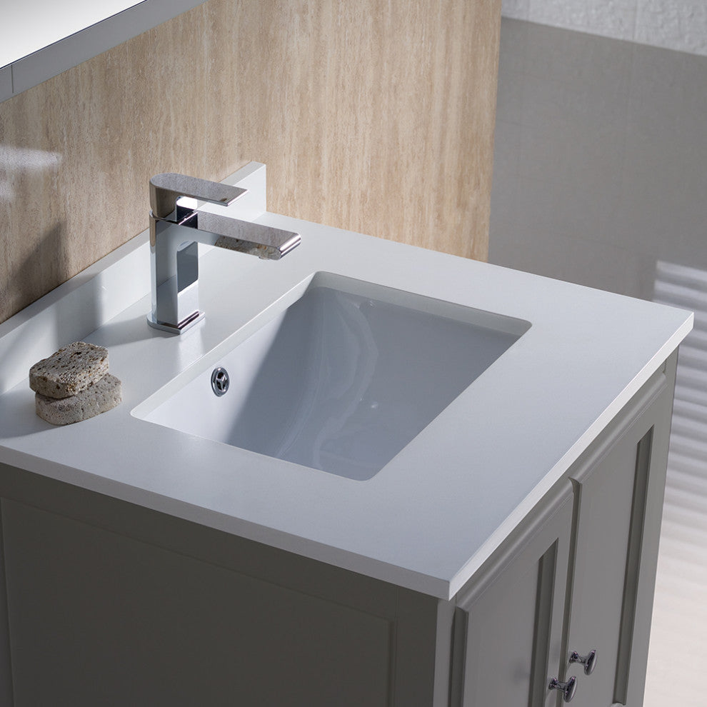 Oxford 24" Gray Traditional Bathroom Vanity, Faucet, FFT9151CH