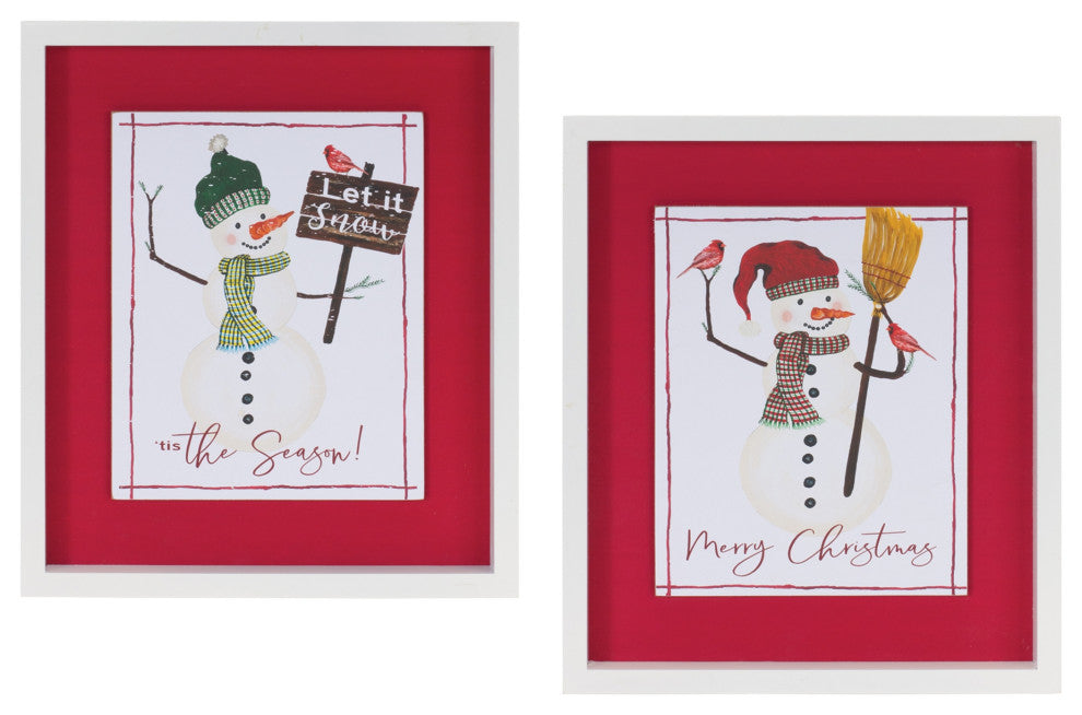 Framed Snowman Sentiment Wall Art, 2-Piece Set