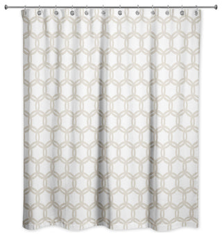 Beige Circle Pattern 71x74 Shower Curtain