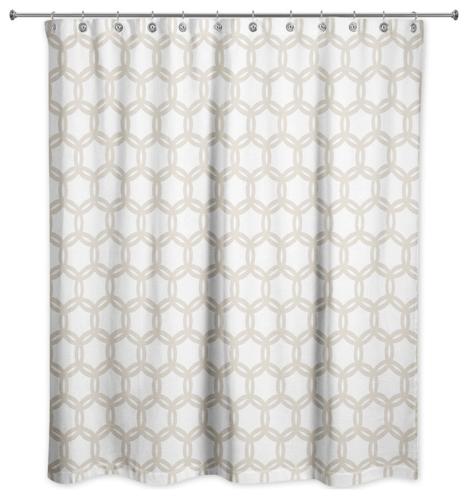 Beige Circle Pattern 71x74 Shower Curtain