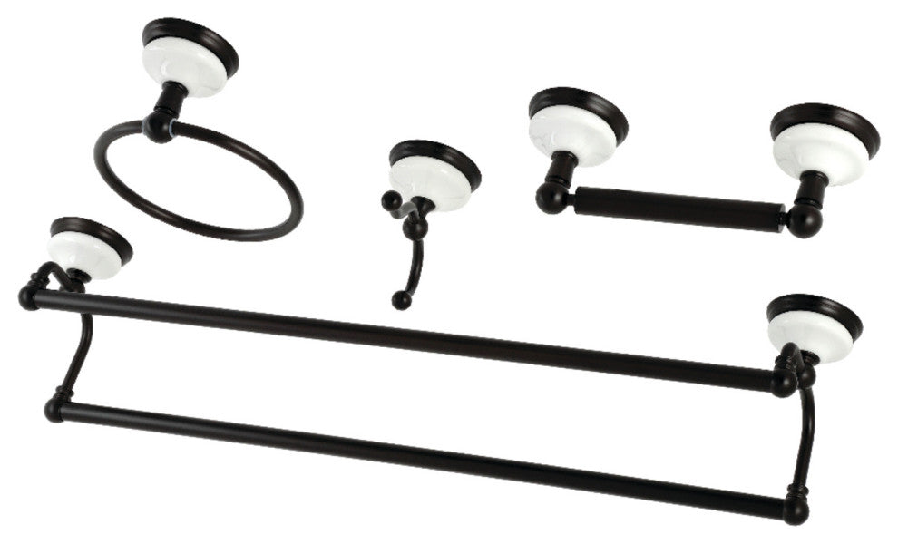 Kingston Brass 4-Pieces Dual Towel Bar Bathroom Hardware Set, Oil Rubbed Bronze