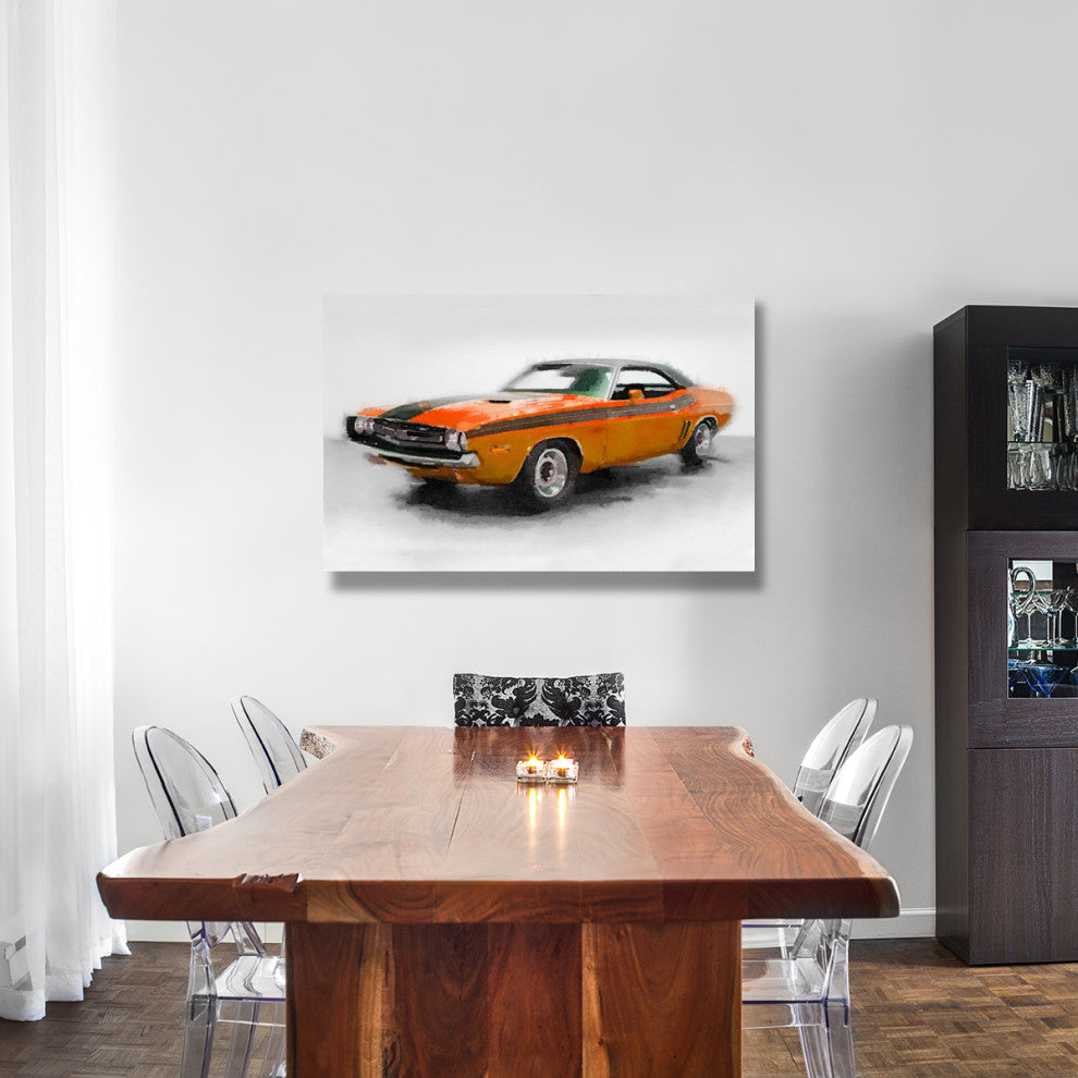"1968 Dodge Challenger Watercolor" Fine Art Print