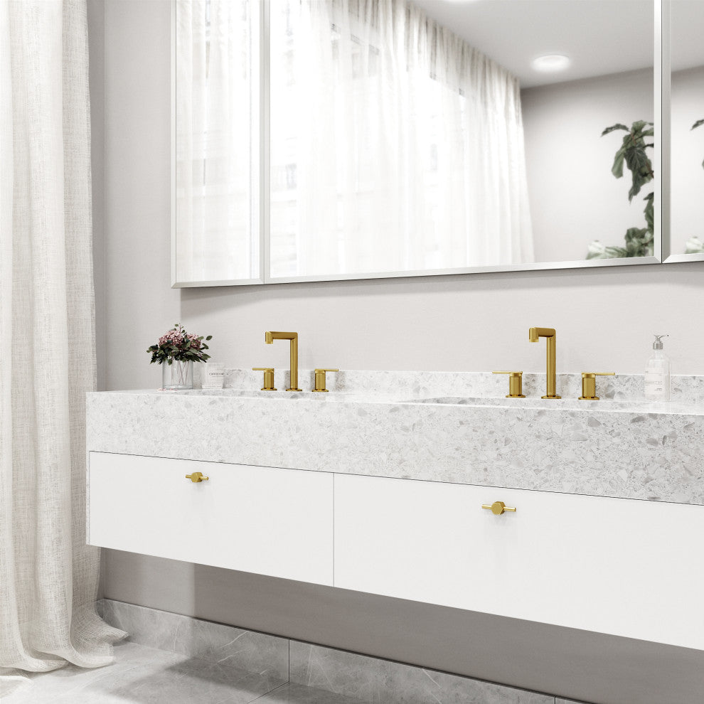 VIGO Sterling 7" H 2-Handle Widespread Bathroom Faucet, Matte Brushed Gold