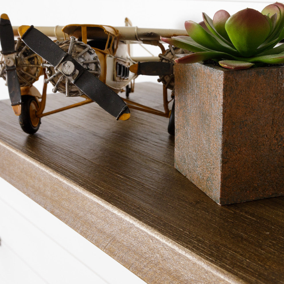 Harper 18" Wide Rustic Floating Wall Shelf, Brown