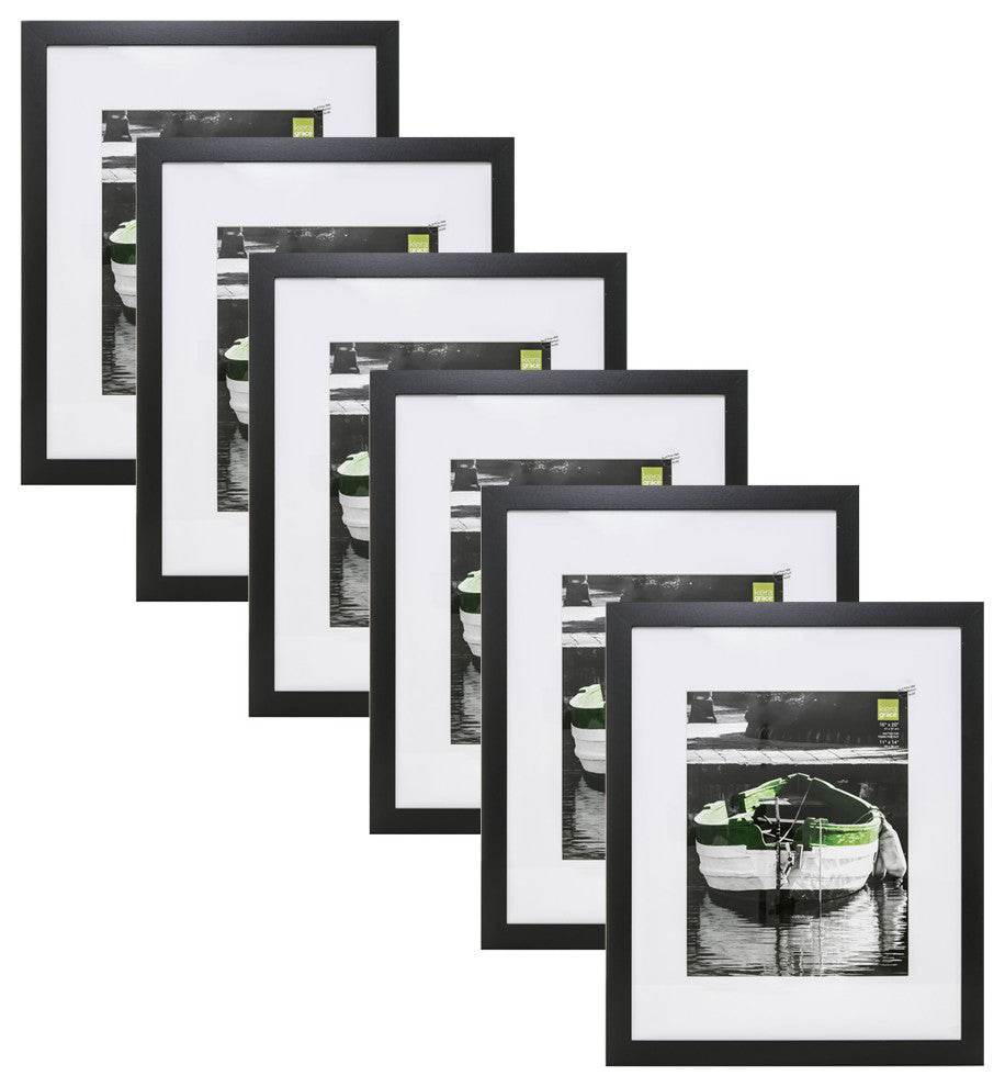 Kiera Grace 6-Piece Classic Langford Picture Frame, 16" x 20", Black