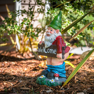 Mooning "Welcome" Gnome With Pants Down Statue