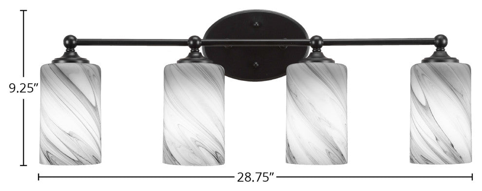 Capri 4-Light Bath Bar, Matte Black/Onyx Swirl