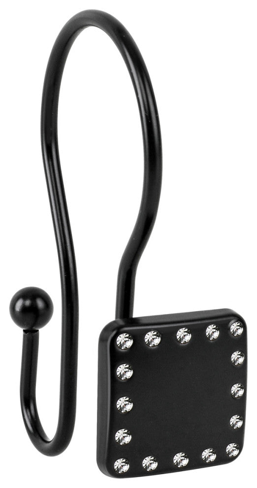 Utopia Alley Shower Hooks - Double Shower Curtain Rings for Bathroom, Black