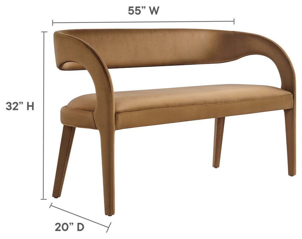 Pinnacle Performance Velvet Accent Bench, Brown