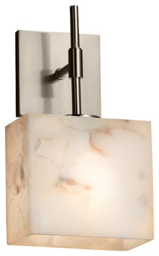 Union Wall Sconce, Rectangle Shade, Brushed Nickel, Alabaster Rocks LED