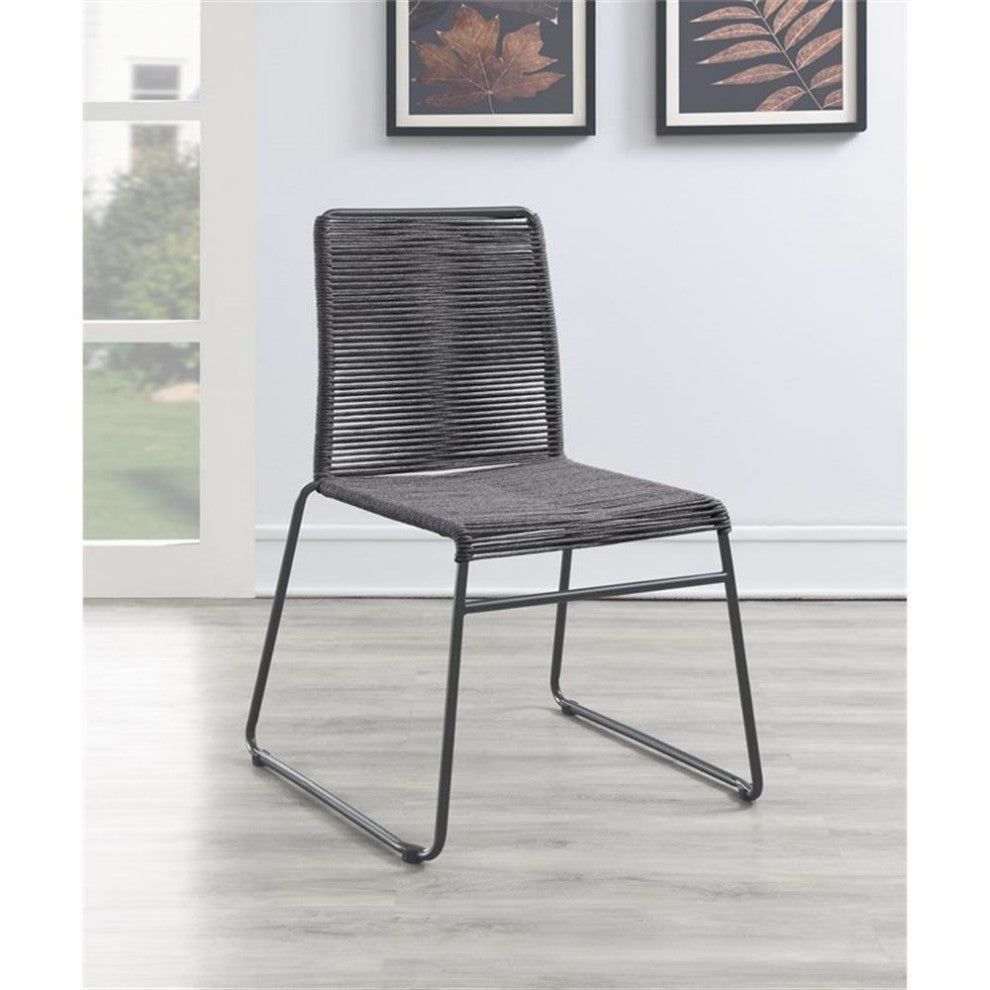 Coaster Cora Metal Upholstered Dining Chairs in Charcoal