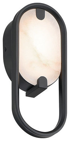 Noga, Wall Sconce , 11", Matte Black, Alabaster