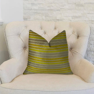 Kaleva Lime and Gray Handmade Luxury Pillow, 16"x16"
