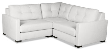 Nativa Interiors Chester Sectional Mini, White, 3 Pieces, Design: Buttoned / Cus